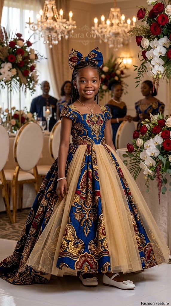 African girl wearing an Ankara princess-style gown